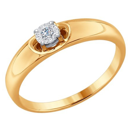 Кольцо, золото, бриллиант, 1011627